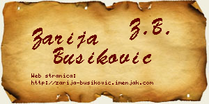 Zarija Bušiković vizit kartica